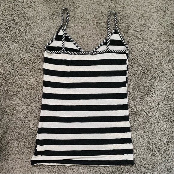 Zumiez Funky Story Charcoal Grey and Cream Stripe Tank Top with Front Zip Pocket - Picture 4 of 7